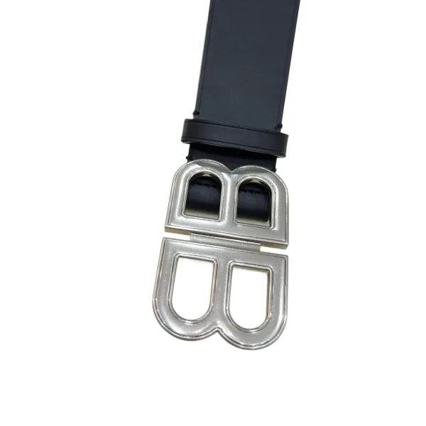 Balenciaga Men's BB Hourglass Large Belt In Black Smooth Calfskin With Silver/Gold Hardware 40mm - Image 3