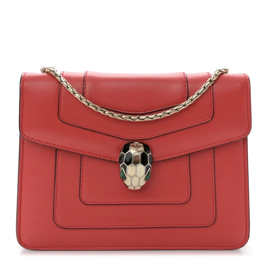 Bvlgari Mini Serpenti Forever Crossbody Bag Red Calfskin Leather Gold Hardware