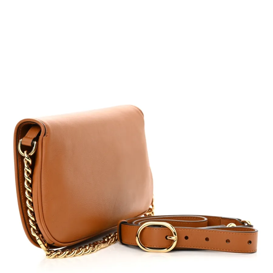 Gucci Medium Blondie Chain Shoulder Flap Bag Cognac Roxy Calfskin Leather Brass Hardware