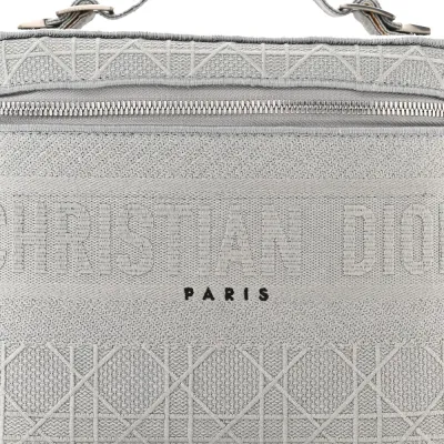 Dior Small DiorTravel Vanity Case Grey Cannage Embroidered Canvas Silver Hardware