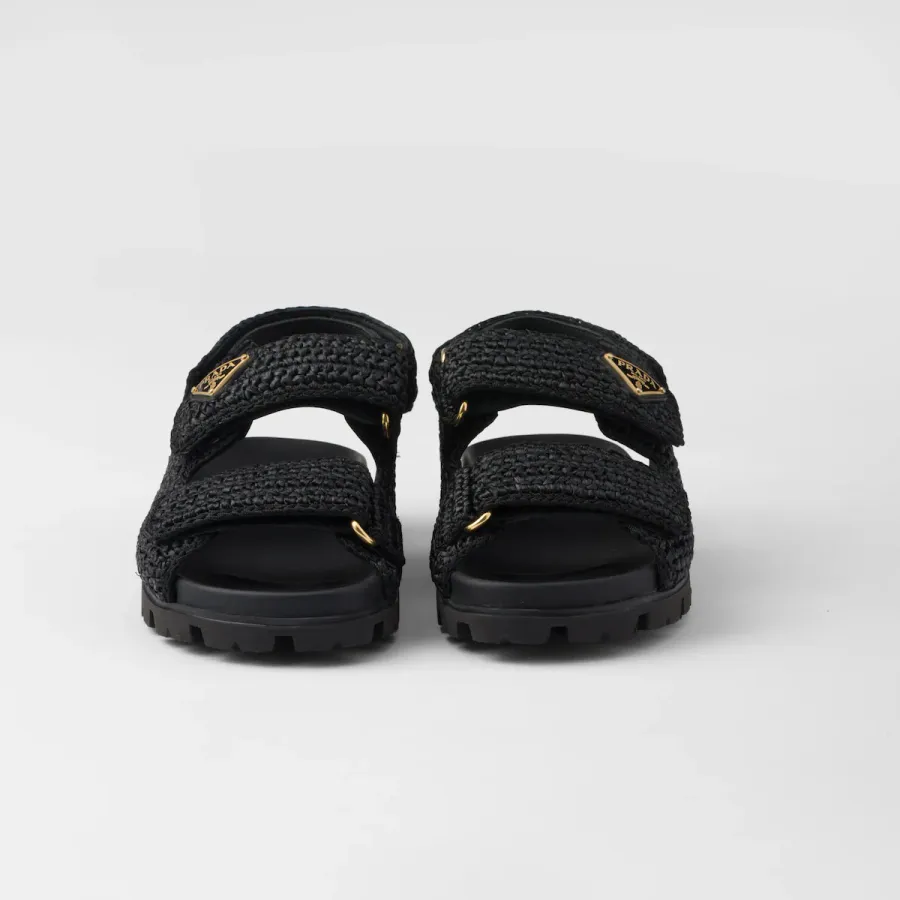 PRADA Black crocheted sandals