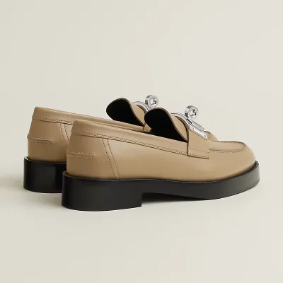 HERMES Hot Beige color Loafers