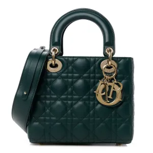 Dior Small My ABCDior Lady Dior Dark Green Lambskin Leather Gold Hardware