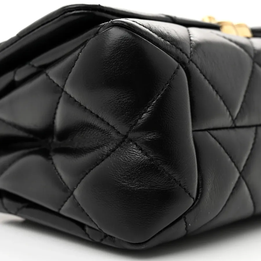 Chanel Color Match Flap Small Black Quilted Lambskin Leather Gold Hardware