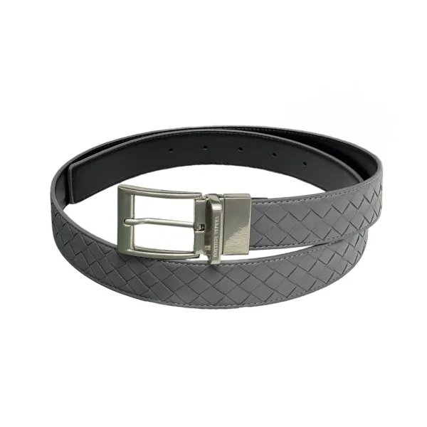 Bottega Veneta Men's Watch Buckle Intrecciato Belt In Black/Grey/Blue/Coffee Calfskin With Silver/Gun Black Hardware 35mm - Image 5