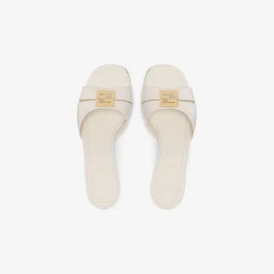 FENDI White leather medium heel sandals