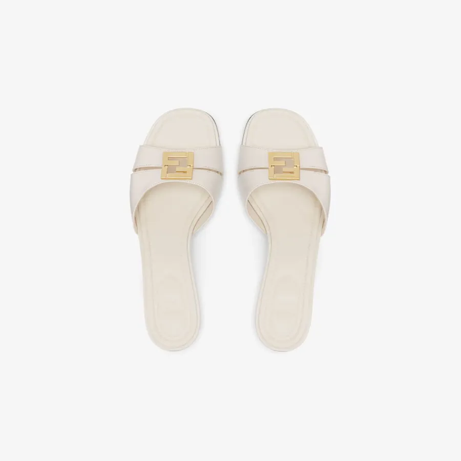 FENDI White leather medium heel sandals