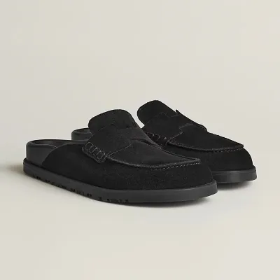 HERMES Go Mule Black Slippers