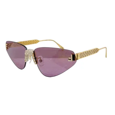 Fendi triangle frame glasses purple/black gold/gold/rose gold/blue gold/eggplant color with diamonds Size 64口10-145