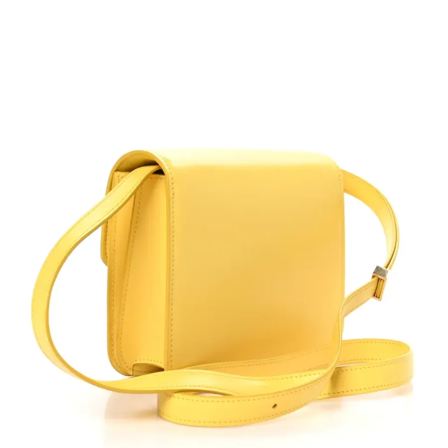 Celine Small Teen Classic Box Flap Bag Yellow Box Calfskin Leather Gold Hardware