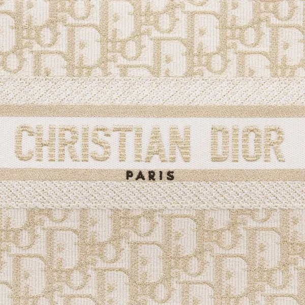 Dior Small Dior Book Tote In Natural Dior Oblique Embroidery And Calfskin Gold Hardware - Image 6