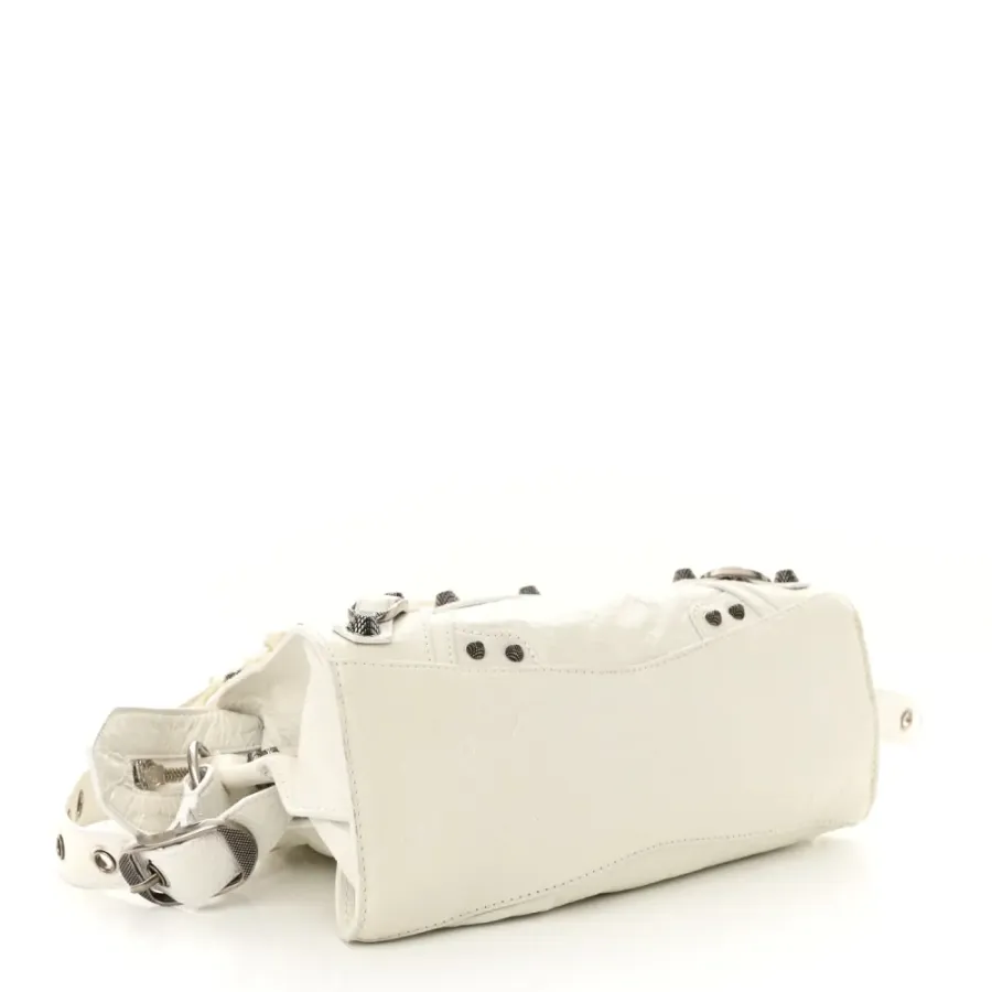 Balenciaga XS Neo Cagole Handbag Optic White Agneau Arena Leather Silver Hardware