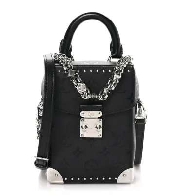 Louis Vuitton Print Camera Box PM Black Monogram Calfskin Leather Silver Hardware