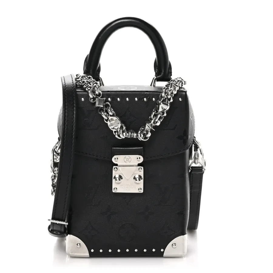 Louis Vuitton Print Camera Box PM Black Monogram Calfskin Leather Silver Hardware