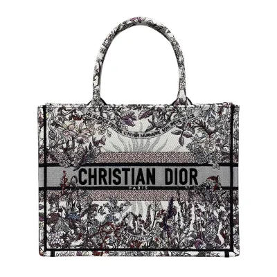 Dior Medium Book Tote Ecru Multicolor Dior 4 Saisons Hiver Soleil Embroidery
