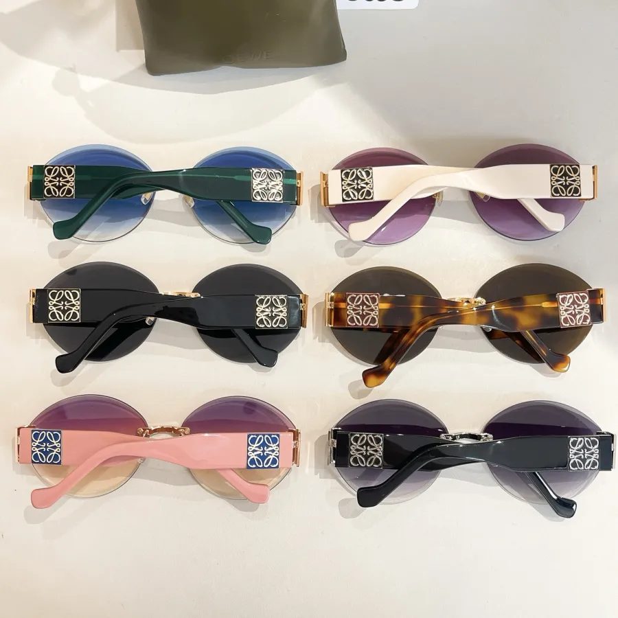 Loewe round frame glasses blue/black/eggplant/leopard brown/pink/purple white color Size 63口15-140