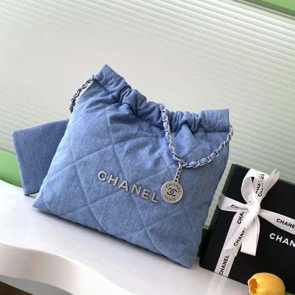 Chanel 22bags Denim Light Blue / Light Pink Shoulder Bags - Image 2