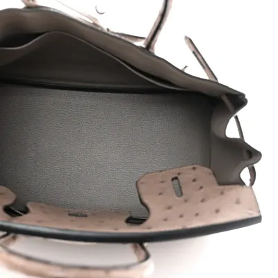 Hermès Birkin 30 Gris Tourterelle Ostrich Leather Palladium Hardware