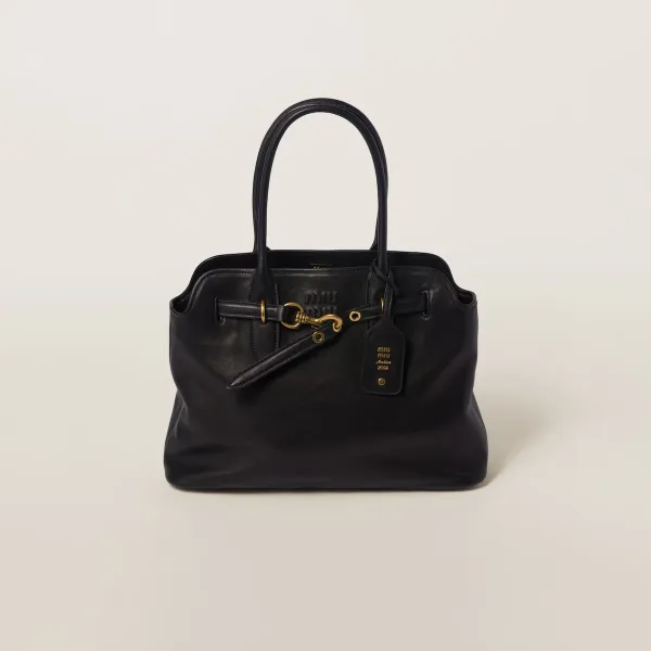 Miu Miu Aventure Nappa Calfskin Leather Black Top-Handle Bags