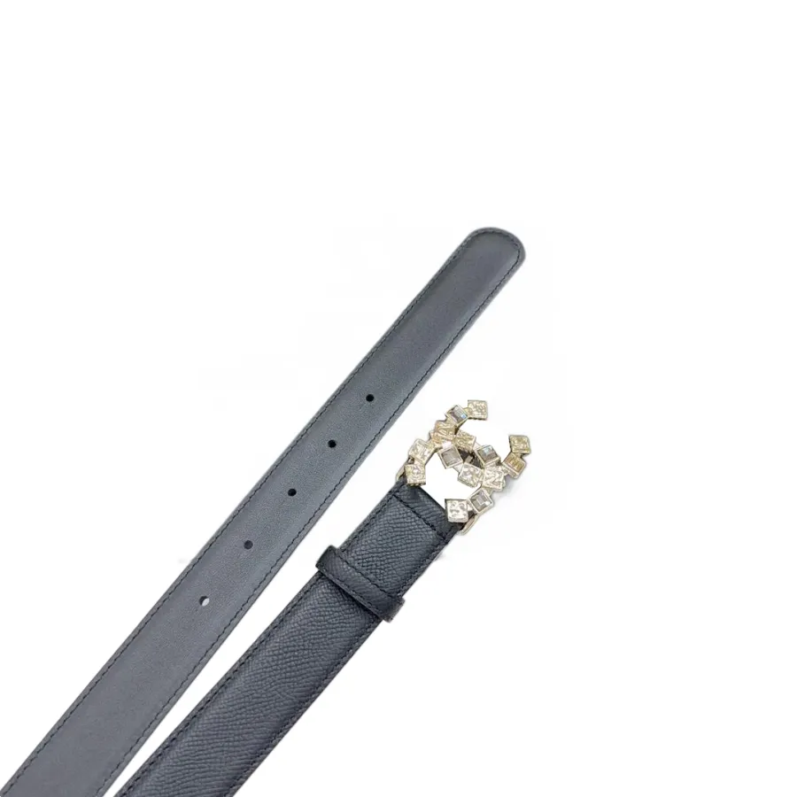 Chanel Women's Decorative CC Buckle Belt In Black/White/Red/Brown Calfskin With Gold Hardware 30mm