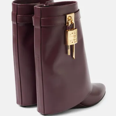 GIVENCHY Burgundy leather ankle boots
