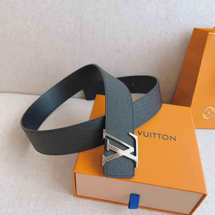 Louis Vuitton Men's Initiales Belt In Black Calfskin With Gold/Silver Hardware 40mm