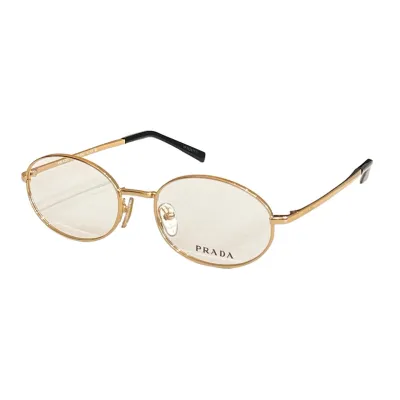 Prada Oval frame glasses silver/silver black/gold black/leopard color transparent lens Size 53口19-135