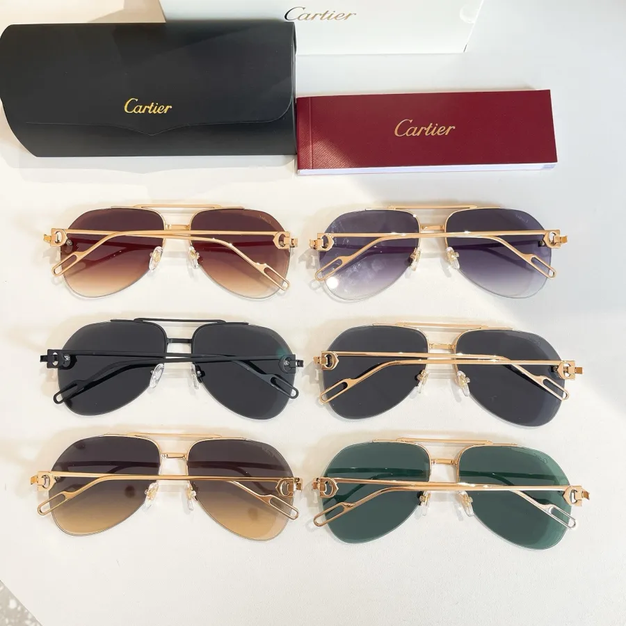 Cartier Pilot glasses black gold/black/brown/grey brown/eggplant/green color Size 59口18-135