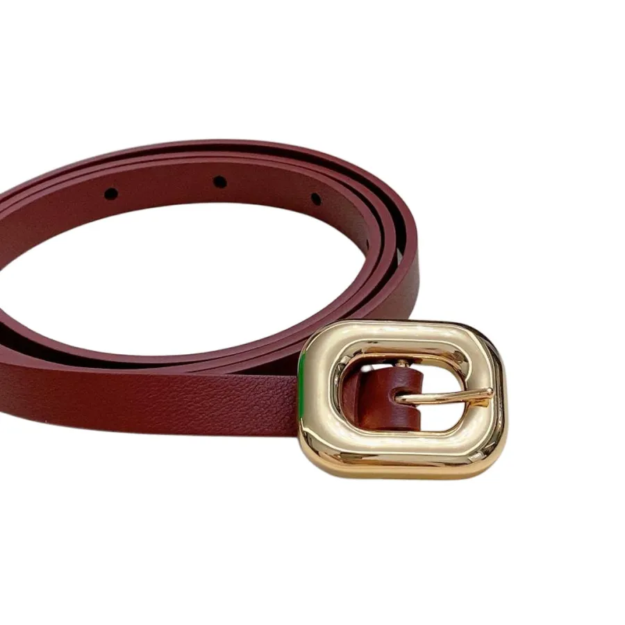 Bottega Veneta Women's Chain Link Belt In Red Calfskin With Gold/Silver Hardware 12mm