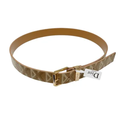 Dior Men' s Square Buckle Belt In Black/Yellow/Grey Patterned Canvas And Calfskin With Silver/Gold/Black Hardware 35mm