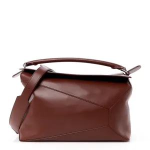 Loewe Puzzle Bag Large Brownie Shiny Calfskin Leather