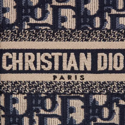 Dior Mini Dior Book Tote In Blue Dior Oblique Embroidery Canvas
