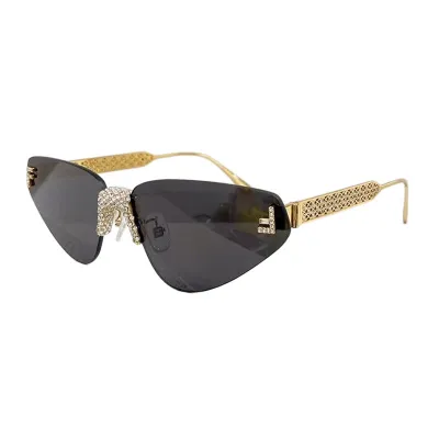 Fendi triangle frame glasses purple/black gold/gold/rose gold/blue gold/eggplant color with diamonds Size 64口10-145