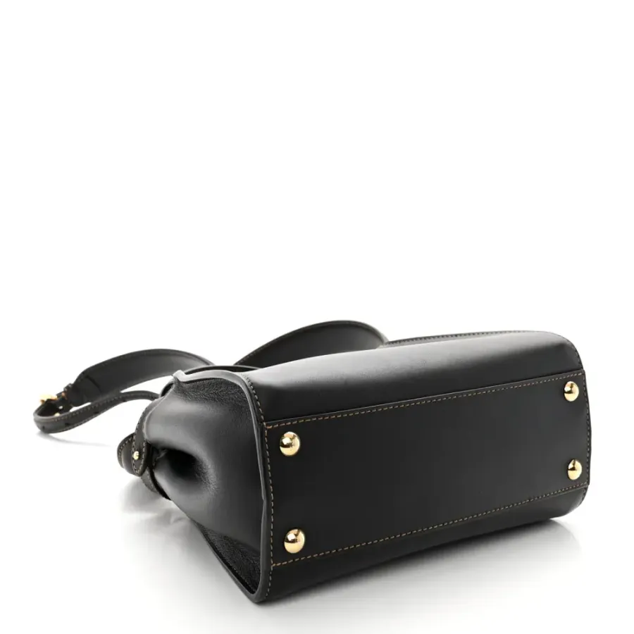 Fendi Mini Chinese New Year Tiger Embroidered Peekaboo Iconic Satchel Black / Dark Yellow King Vitello Leather & Canvas Gold Hardware