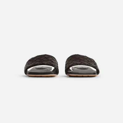 Bottega Veneta Parco Mule In Chocolate Brown Intrecciato Leather Flat Mule Sandal