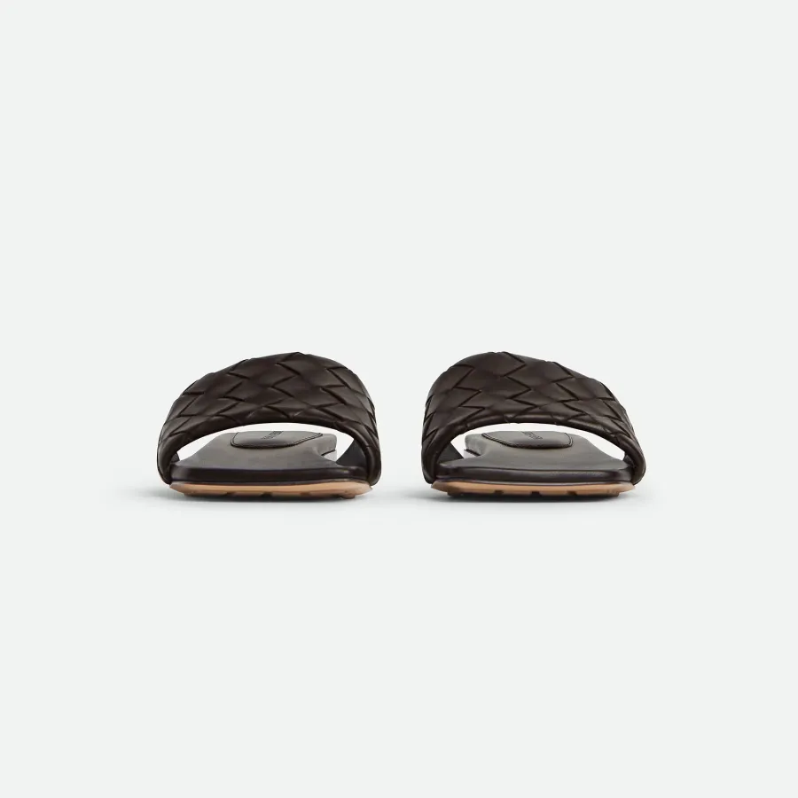 Bottega Veneta Parco Mule In Chocolate Brown Intrecciato Leather Flat Mule Sandal