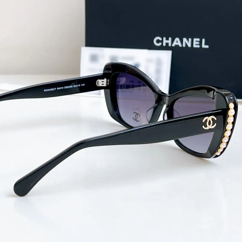 CHANEL glasses black gold color size 56口16-140