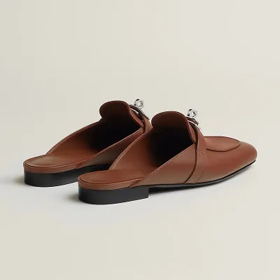 HERMES Oz Mule Brown Slippers