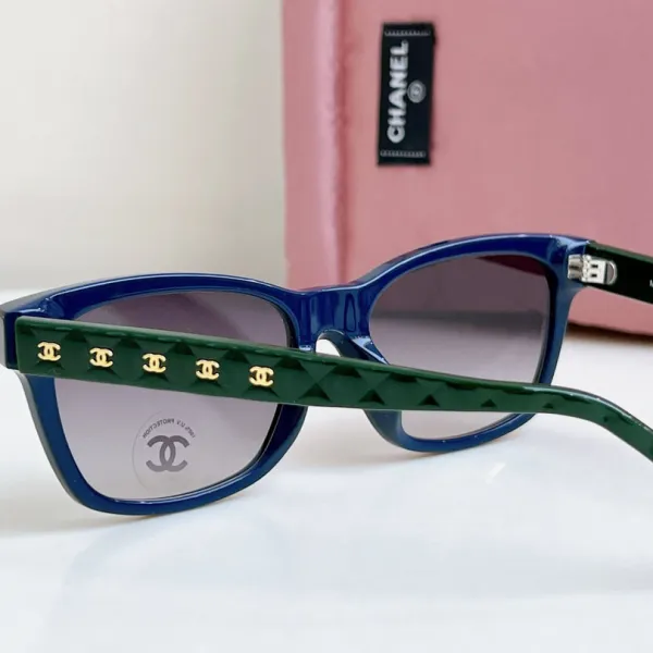 CHANEL square frame glasses blue green color size 58口17-140 - Image 5