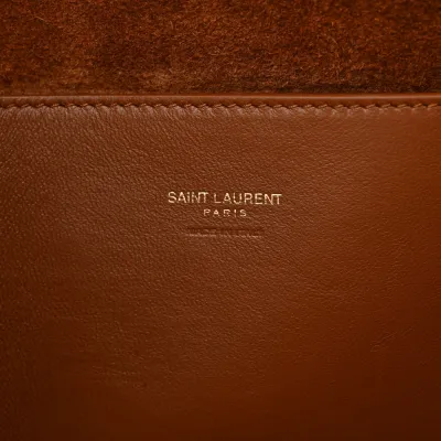 Saint Laurent Medium Kate Satchel Black Reversible Embossed Monogram Calfskin & Crocodile Leather Aged Gold Hardware