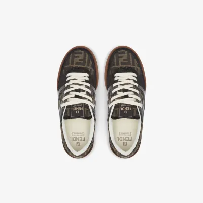 FENDI Black suede canvas low-top shoes Sneakers