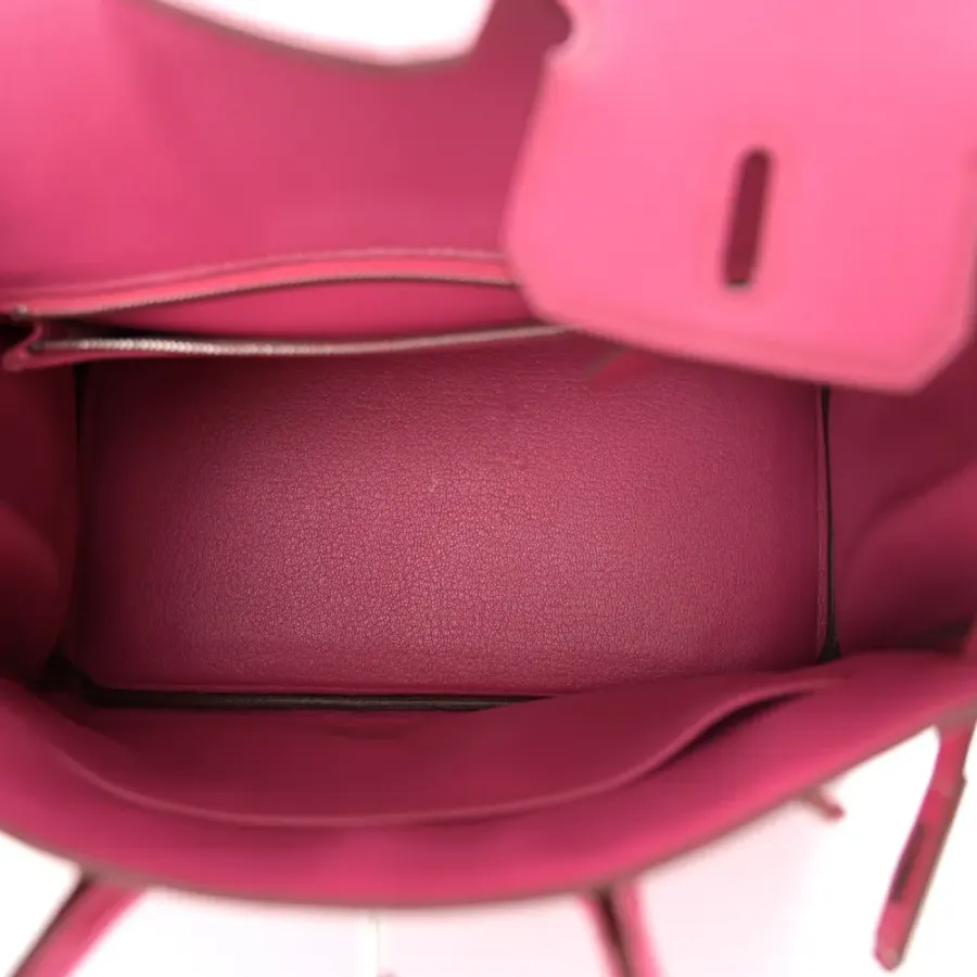 Hermès Birkin 25 Rose Shocking Chevre Mysore Leather Silver Hardware