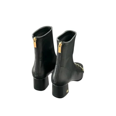 Chanel Black Lambskin leather ankle boots