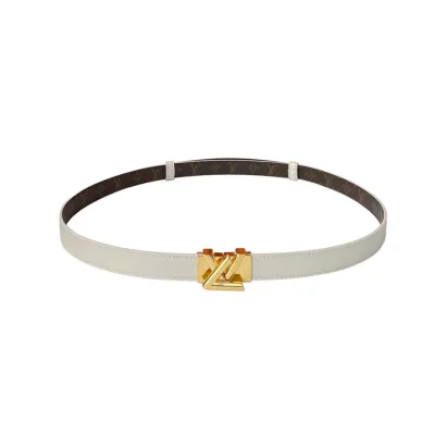 Louis Vuitton Women's GO-14 Adjustable Belt In Black/Brown/White Calfskin And Monogram Canvas With Gold/Silver Hardware 20mm