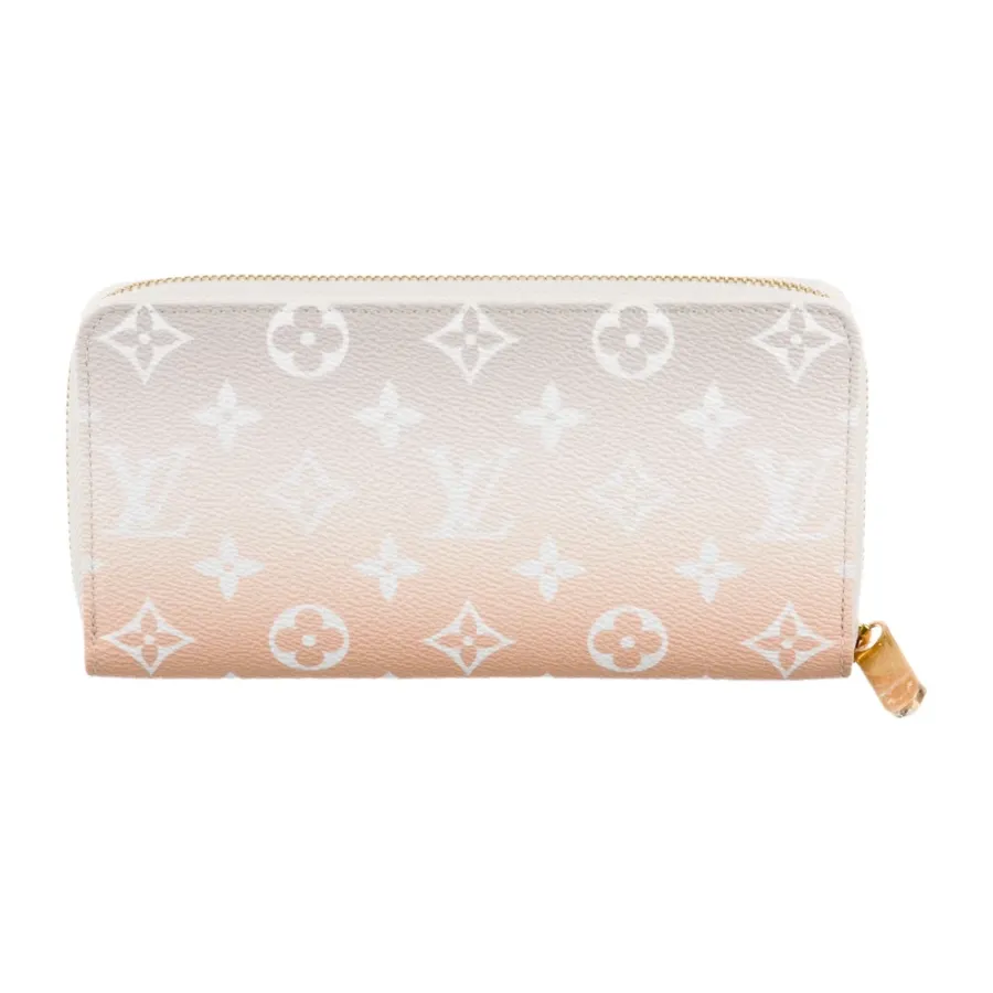 Louis Vuitton Medium By The Pool Zippy Wallet Grey and Orange Monogram Canvas Gold Hardware
