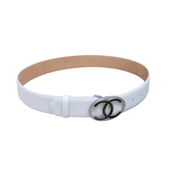 Chanel Women's Oval CC Buckle Belt In Black/Brown/White Calfskin With Gold/Silver Hardware 40mm - Image 6