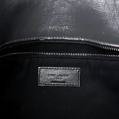 Saint Laurent Medium Niki Chain Satchel Storm Crinkled Monogram Calfskin Matelasse Leather