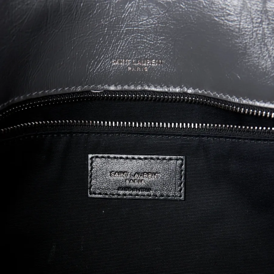 Saint Laurent Medium Niki Chain Satchel Storm Crinkled Monogram Calfskin Matelasse Leather