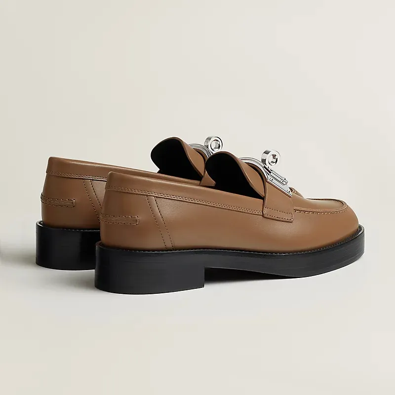 HERMES Hot Brown Loafers