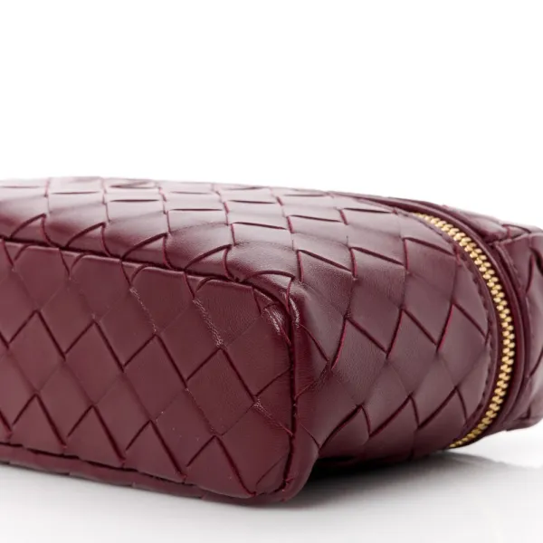 Bottega Veneta Intrecciato Bang Bang Vanity Case Cherry Nappa Leather Gold Hardware - Image 4